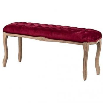 Puff Cama Velvet Capitone Patas Madera 110x36x47 Cm
