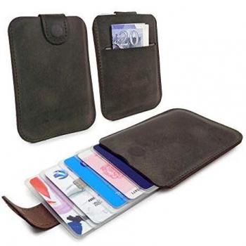 Tuff Luv Brown Leather Credit Card Case – Quick Release Design