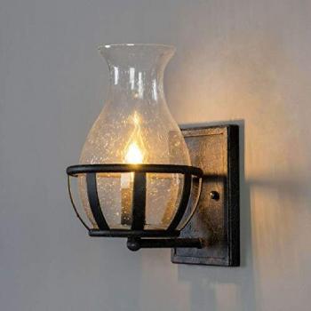 Applique Murale Noire avec Vase en Verre