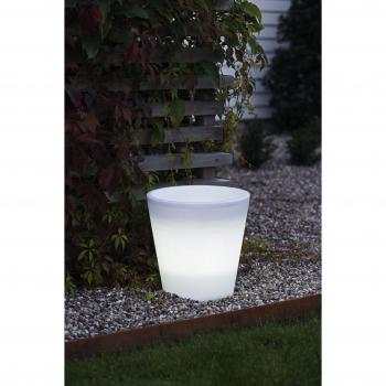 Assisi 7637-000 Mini-Pflanzendose – 28 × 28 × 28 cm, 15 LED (warmweiß), weißer