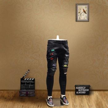 Streetwear Ripped Skinny Jeans Mannen