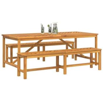 Solid Acacia Patio Dining Ensemble – 200x90x74 cm