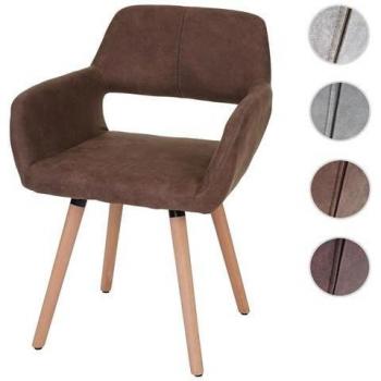 Sedia da tavolo elegante in legno con rivestimento marrone – Mendler HWC-A50
