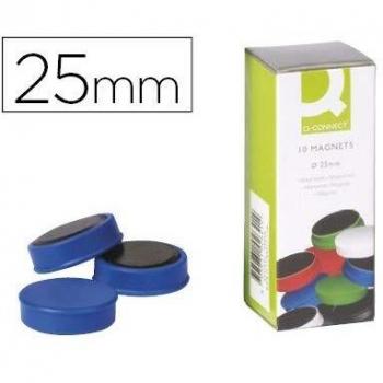 Imanes Q-Connect para sujeción 25 mm azul en blister de 10