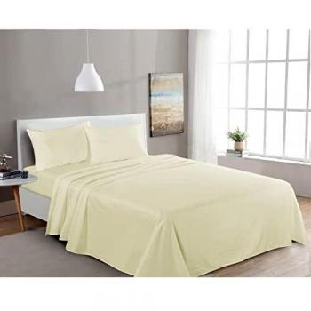 My Home Store Egyptian Cotton 300TC Flat Sheet Hotel Quality Easy Care Bedding (Single)