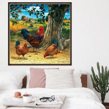 Garden Chickens 5D Diamond Cross Stitch – 30x30 CM Rhinestone Art Set