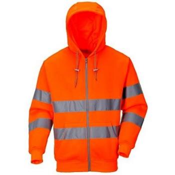 Portwest B305ORRM Hi-Vis Zip Front Hoodie, Medium, Orange