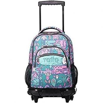 Mochila con ruedas TOTTO, diseño Renglones, color Rosa