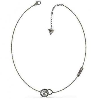 GUESS Collier Blanc en Acier Inoxydable et Pierre Artificielle