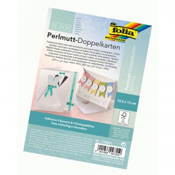 Folia Klappkarten-Set Perlmutt, 105 x 150 mm, perlweiß