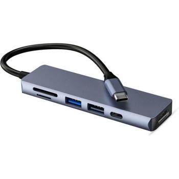 Hub USB‑C 6 en 1 Estación de Acoplamiento Cuadrado con HDMI 4K y 100W