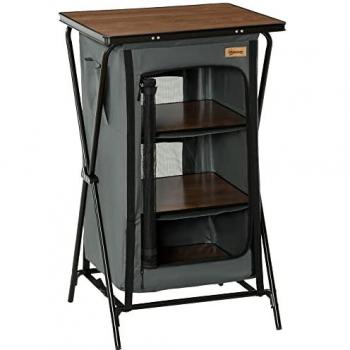 Outsunny Foldable Camping Cupboard Kitchen Station with Storage Shelves