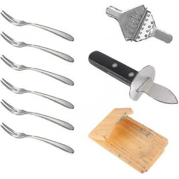 Pack complet d’ouverture d’huîtres (9 pièces) : ouvre-ostre, couteau, pince, fourchettes