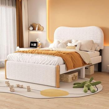 Redom Flachbett 140×200 cm – Kinderbett mit Polsterkopfteil, minimalistisches Design, Weiß