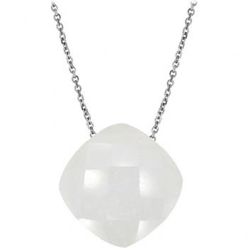 Pierre de Lune Argentée Meghan – Collier Argente 8×8 mm (Rhodiée), Les Trésors De Lily