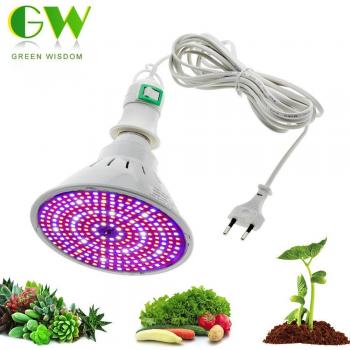 220V LED Pflanzenlampe E27 mit vollem Spektrum und 4M/8M Kabelschalter EU-Stecker für Innenblumen-Sämlinge