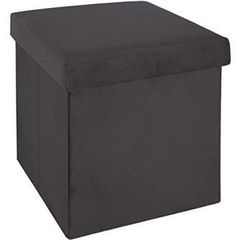 Pouf pliant en velours gris foncé