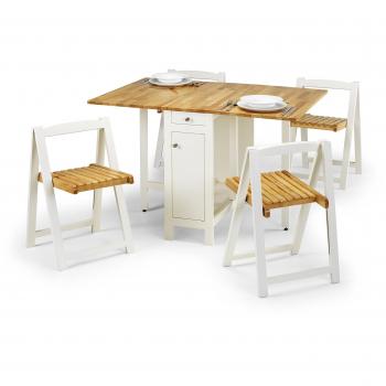 Julian Bowen Savoy Small Dining Table and Chairs Set, White/Natural