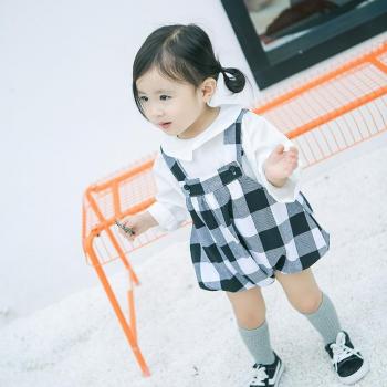 Striped Baby Girl Shorts with Suspenders