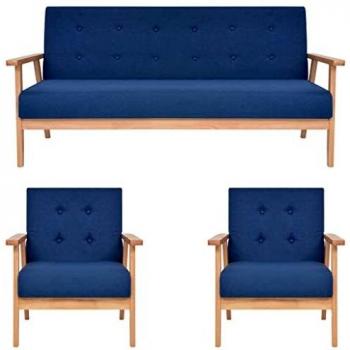 VidaXL Triple-Seater Blue Fabric Sofa Collection