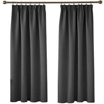 Deconovo Dark Grey Tape Top Blackout Curtains 66 x 54