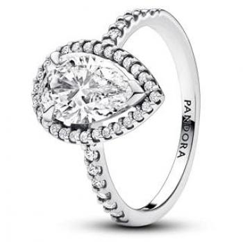 Pandora Silver Sparkling Pear Halo Ring