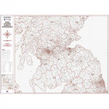 Postcode District Map (3) – Southern Scotland & Northumberland, Greyscale, Matte