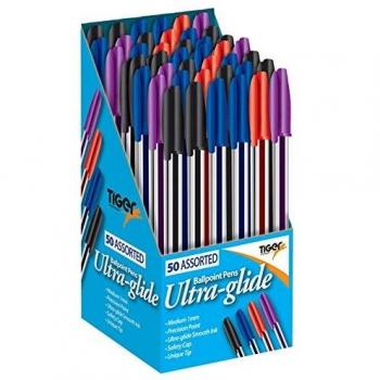 Box of 50 Tiger Ultra-Glide Blue Pens