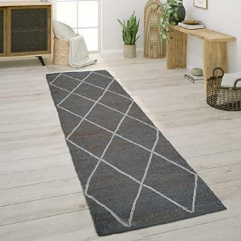 Tappeto Fatto a Mano 80x250 cm Antracite