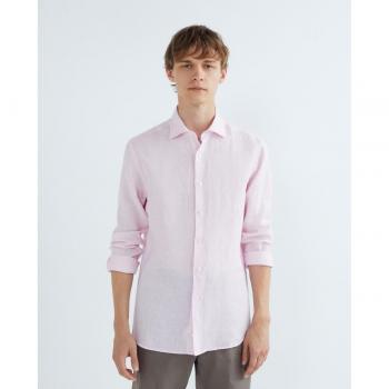 Mirto Rayas Lino Camisa Hombre Manga Larga