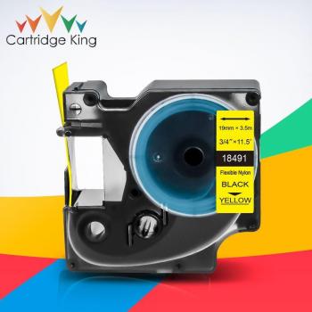 Dymo Rhino Compatible Nylon Label Tape Black on Yellow