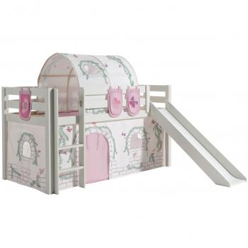 Birdy Vipack Pino 90x200 – Letto Basso con Sponda, Rete, Rivestimento Bianco