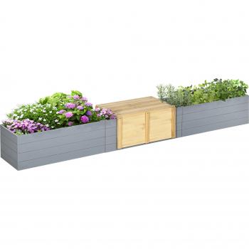 Banc de jardin avec jardinière coulissante