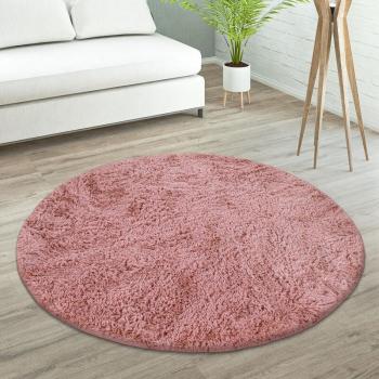 Alfombra de Pelo Largo Rosa Oscuro Ø 200 cm