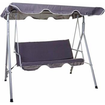 Balancelle d’extérieur à trois places, toit réglable, protection solaire UPF 50+ – gris anthracite