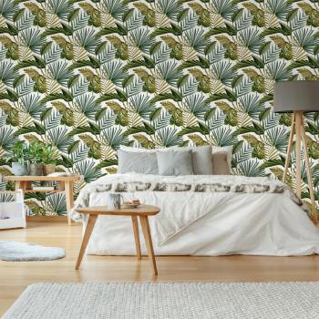 WOW Vliestapete »Flow Grün-Natur«, FSC® zertifiziert, mit lebhaftem Druck, 10 Meter Länge