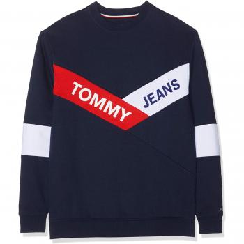Tommy Jeans TJM Chevron Crew, Sweat-Shirt Homme, Noir Irisé