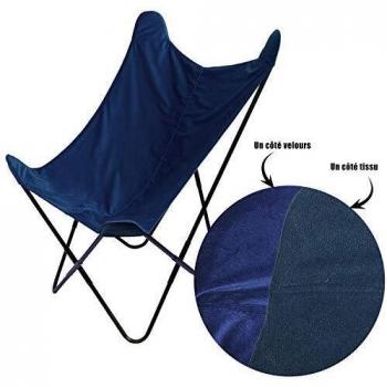 Fauteuil réversible avec dossier papillon en tissu et en velours