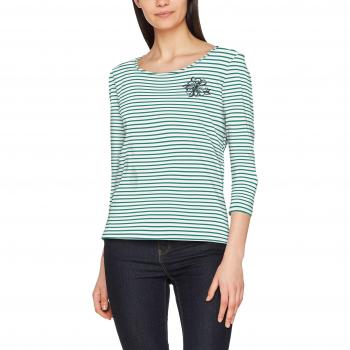 TOM TAILOR Damen Shirt mit Print, Langarm, Ecuador Green, Größe S