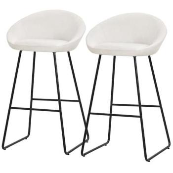 Tabouret Haut ML‑Design Beige, 75 cm, Dossier et Repose-pieds