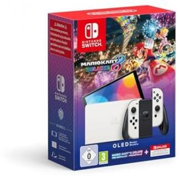 Console Nintendo Switch OLED Blanche + Jeu Mario Kart 8 Deluxe Pré-installé