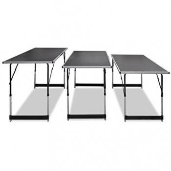 VidaXL Set of 3 Height Adjustable Folding Pasting Tables