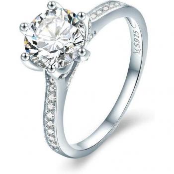 Inele BAMOER in argento sterling 925 con CZ quadrata per donne