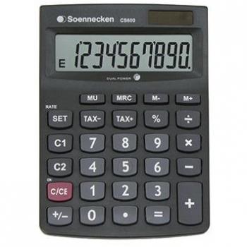 Soennecken, Taschenrechner, Taschenrechner CS600, Schwarz (Solarzellen)
