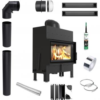 Grille Mounting Kit for KRATKI FLOKI L 12kW Fireplace, Black Pipes