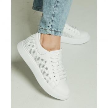 Kento 2169 Sneakers met Perforatie Wit Leer 36
