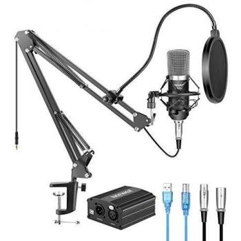 Neewer NW-700 Condenser Microphone Kit with USB 48V Phantom Power Supply NW-35 Suspension Scissor Arm Stand Shock Mount Pop Filter for Home Recording Broadcast YouTube