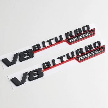 Emblème 2pcs Noir Rouge V8 Biturbo pour Mercedes S63