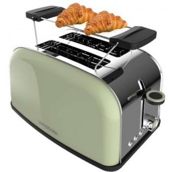 Cecotec Toastin' Time 850 Grille-Pain 2 Tranches Courtes et Support pour Petits Pains 850W en Vert