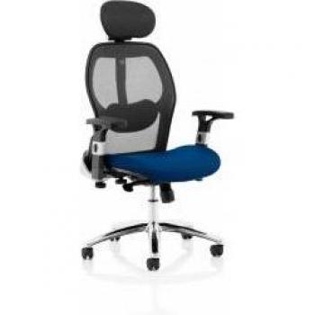Sanderson II Stevia Blue Mesh Back Seat (Upholstered)